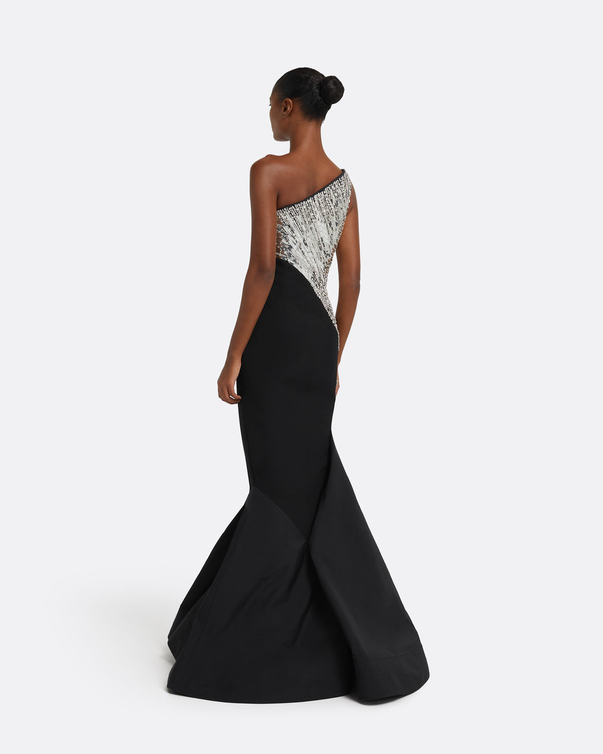 Tia Dress Long in Black with Crystal