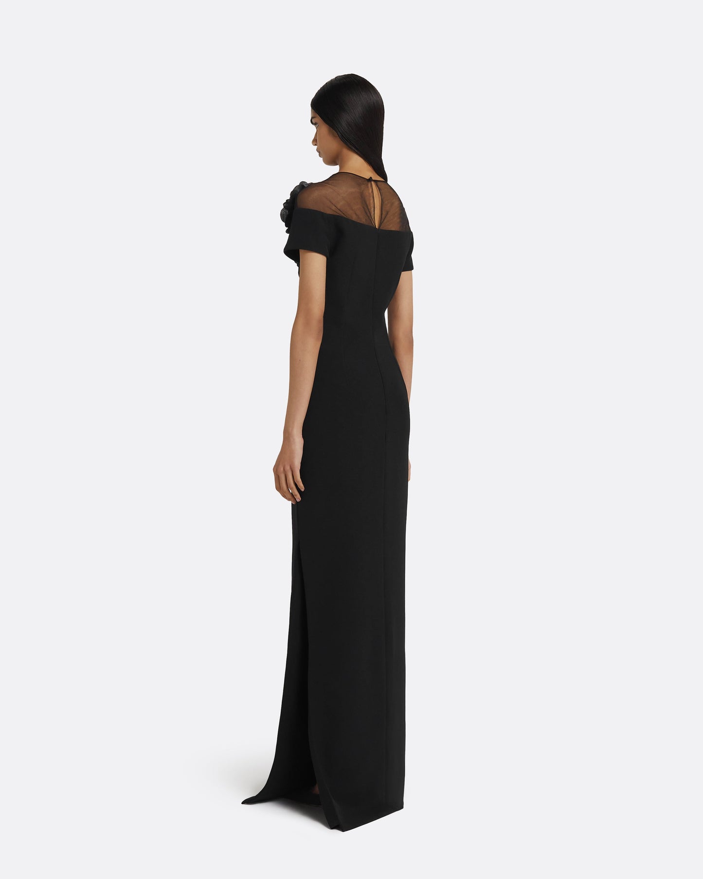 Noah Long Dress in Black with Black Embellishment