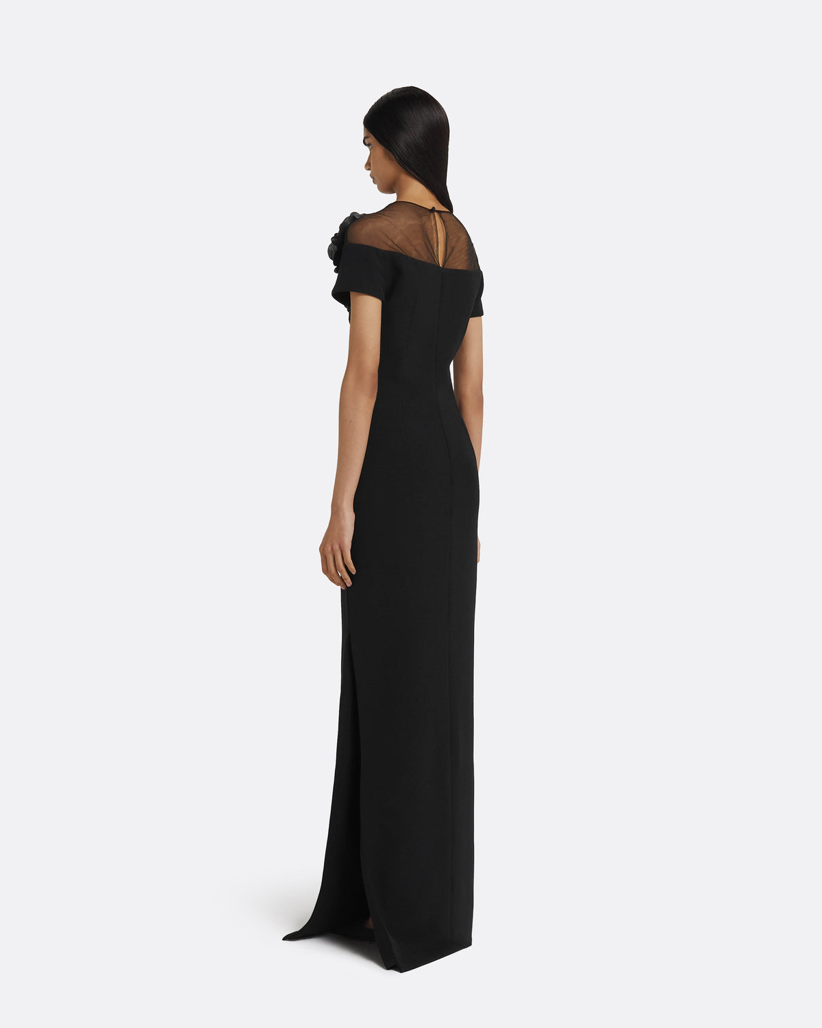 Noah Long Dress in Black with Black Embellishment