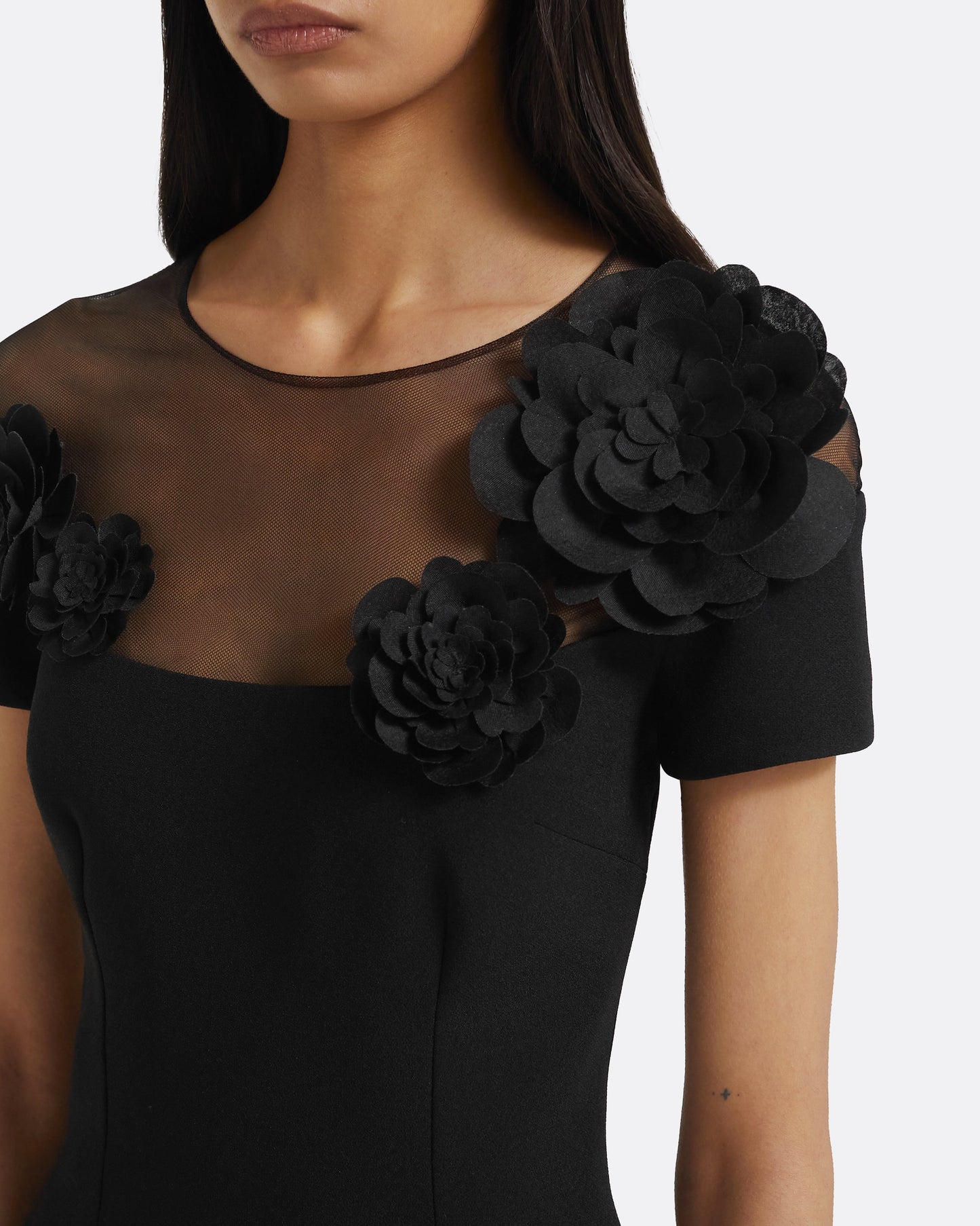 Noah Long Dress in Black with Black Embellishment