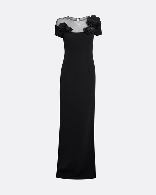 Noah Long Dress in Black with Black Embellishment