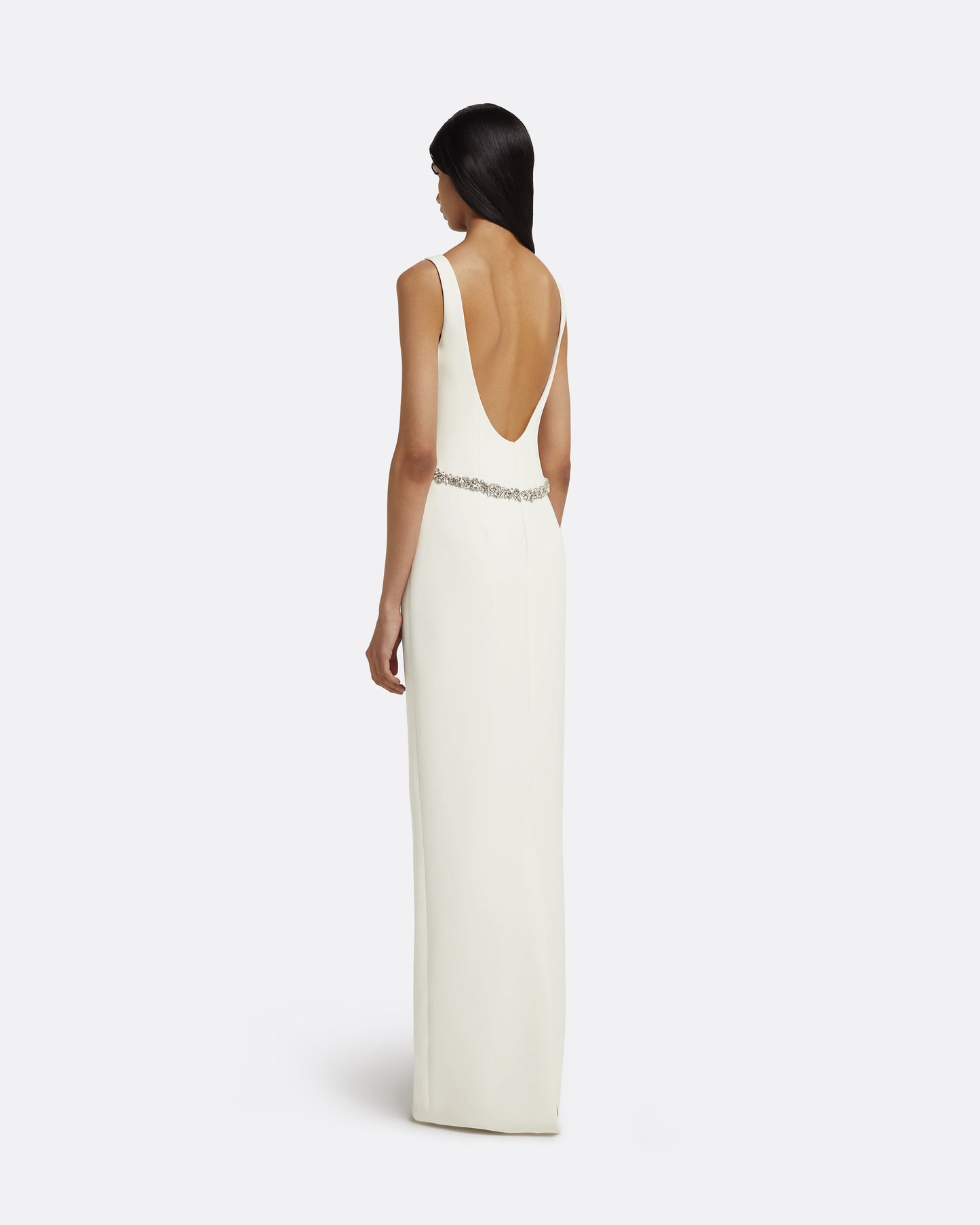 Riley Long Dress in Ivory with Crystal Embellishment