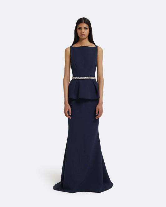Carter Long Dress in Maritime with Crystal