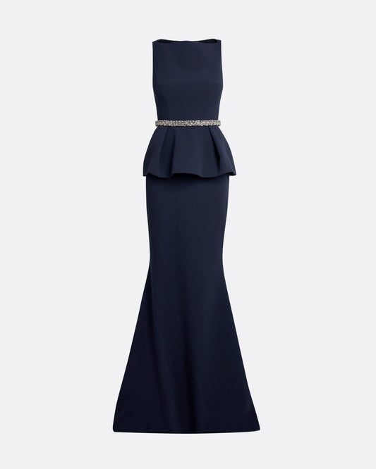 Carter Long Dress in Maritime with Crystal