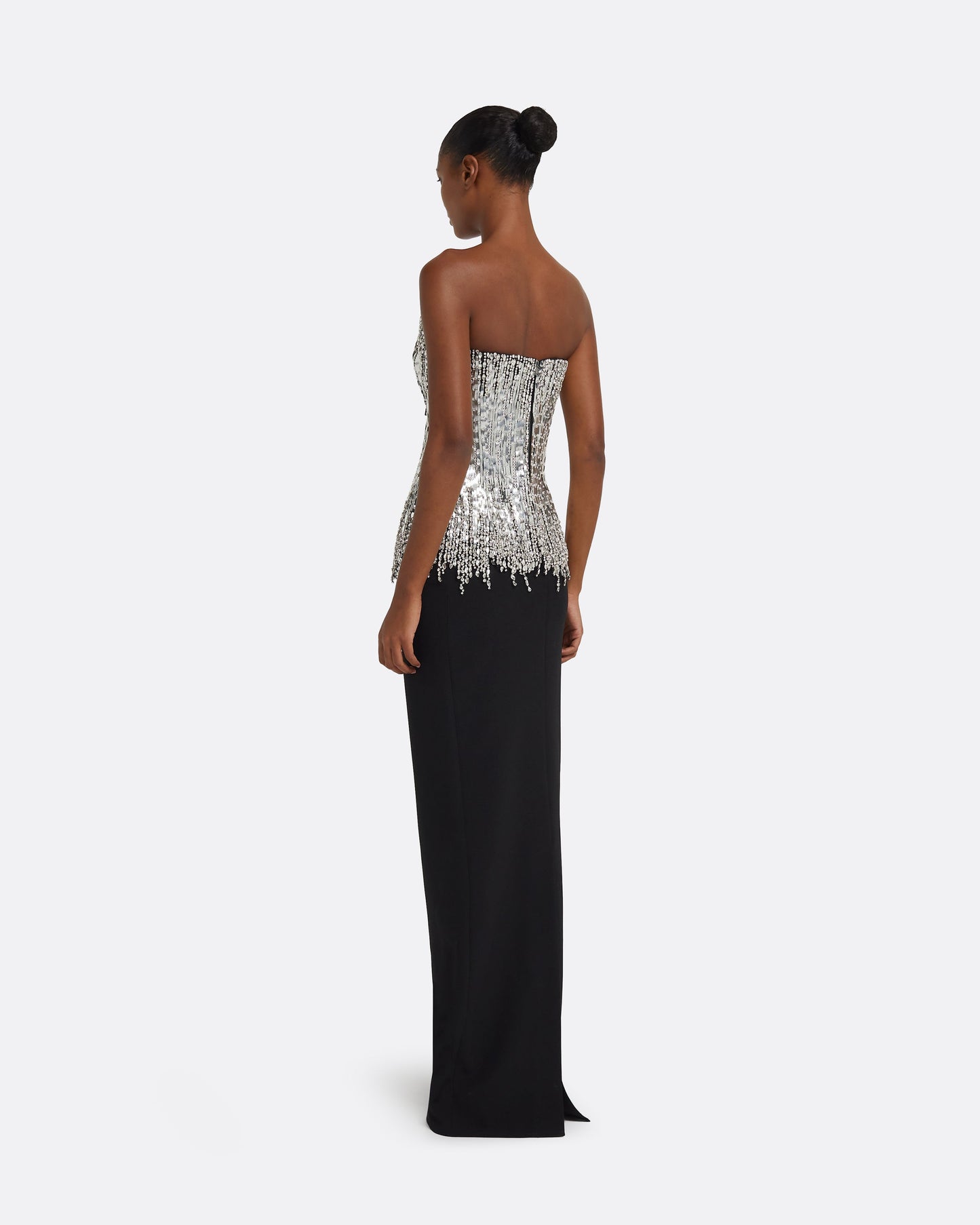 Regan Long Dress in Black with Crystal