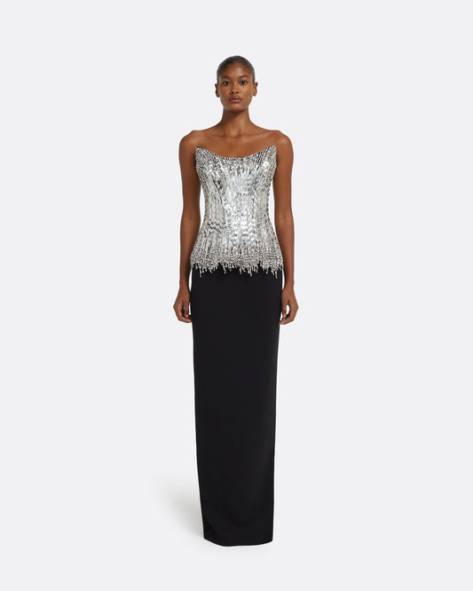 Regan Long Dres in Black with Crystal