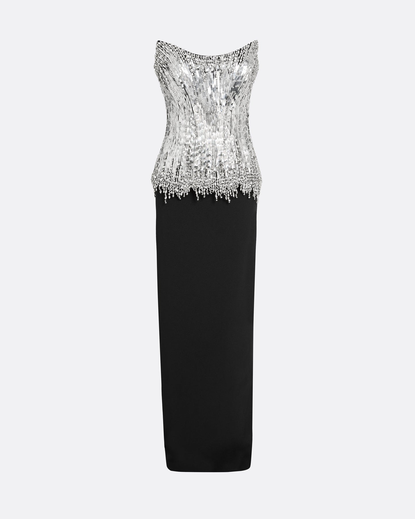 Regan Long Dress in Black with Crystal