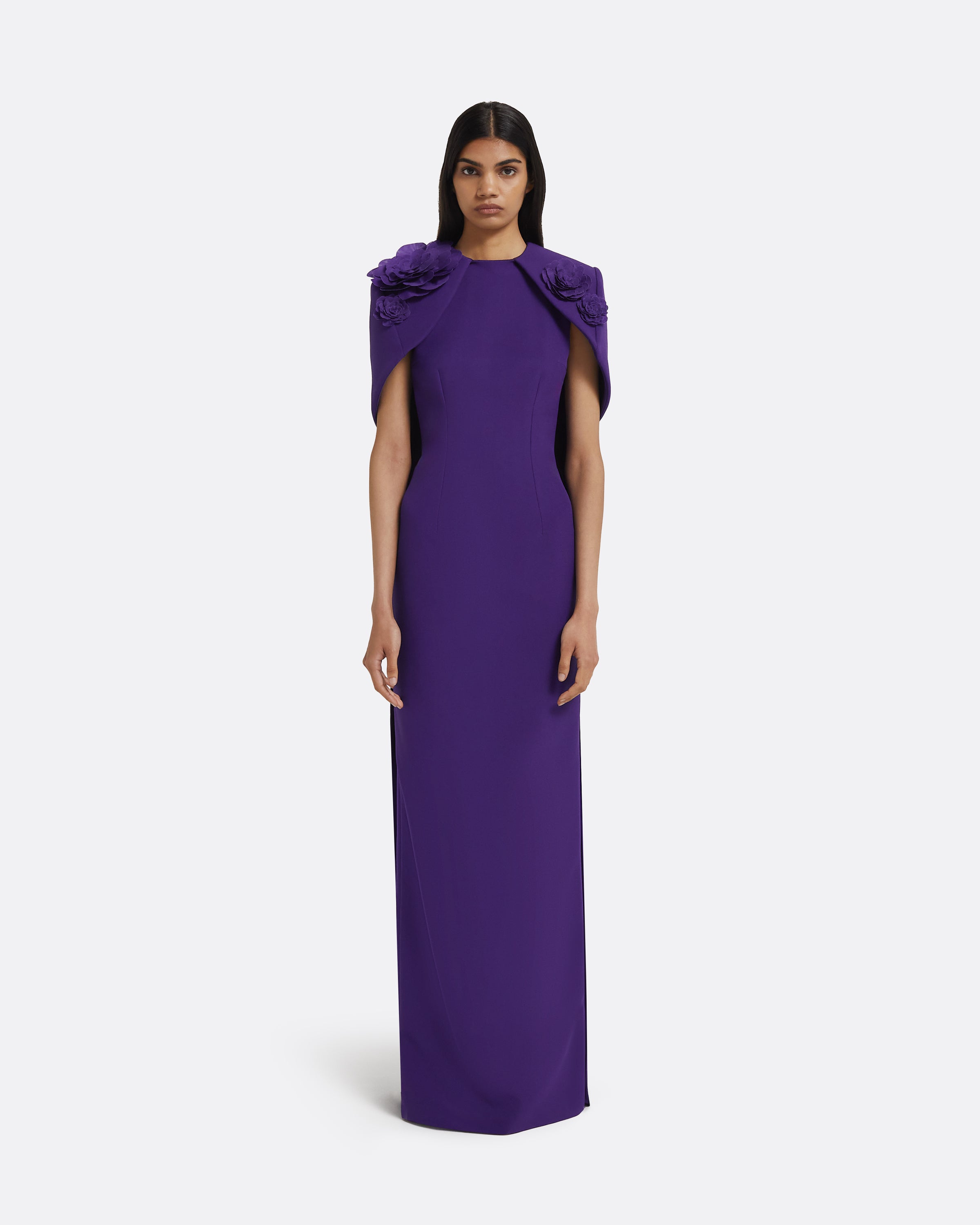 Lennox Long Dress in Pansy with Pansy Embellishment