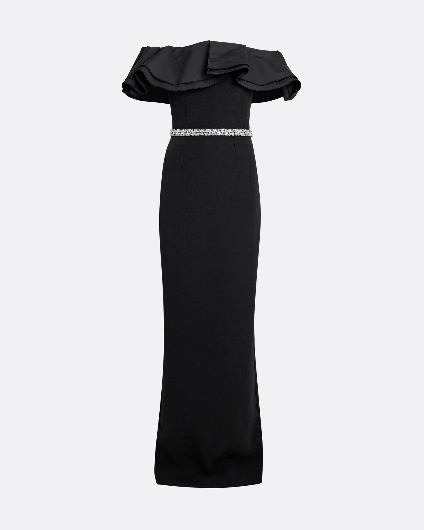Ryan Long Dress in Black with Crystal