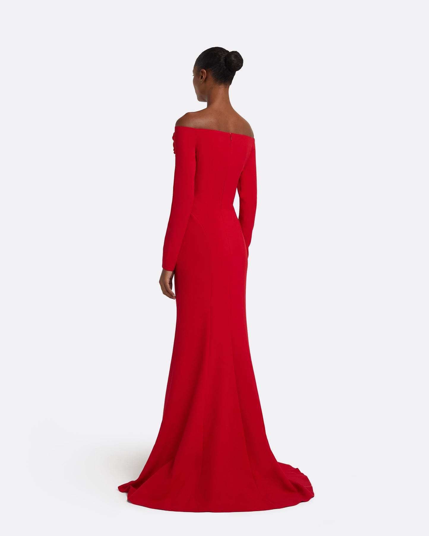 Rory Long Dress in Crimson with Crimson Appliqué