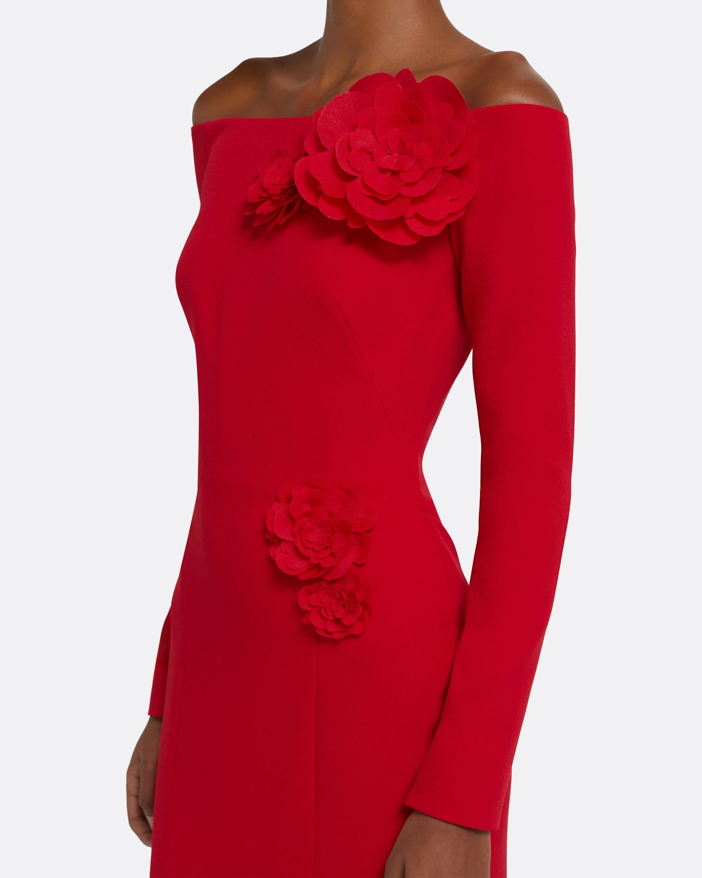 Rory Long Dress in Crimson with Crimson Appliqué