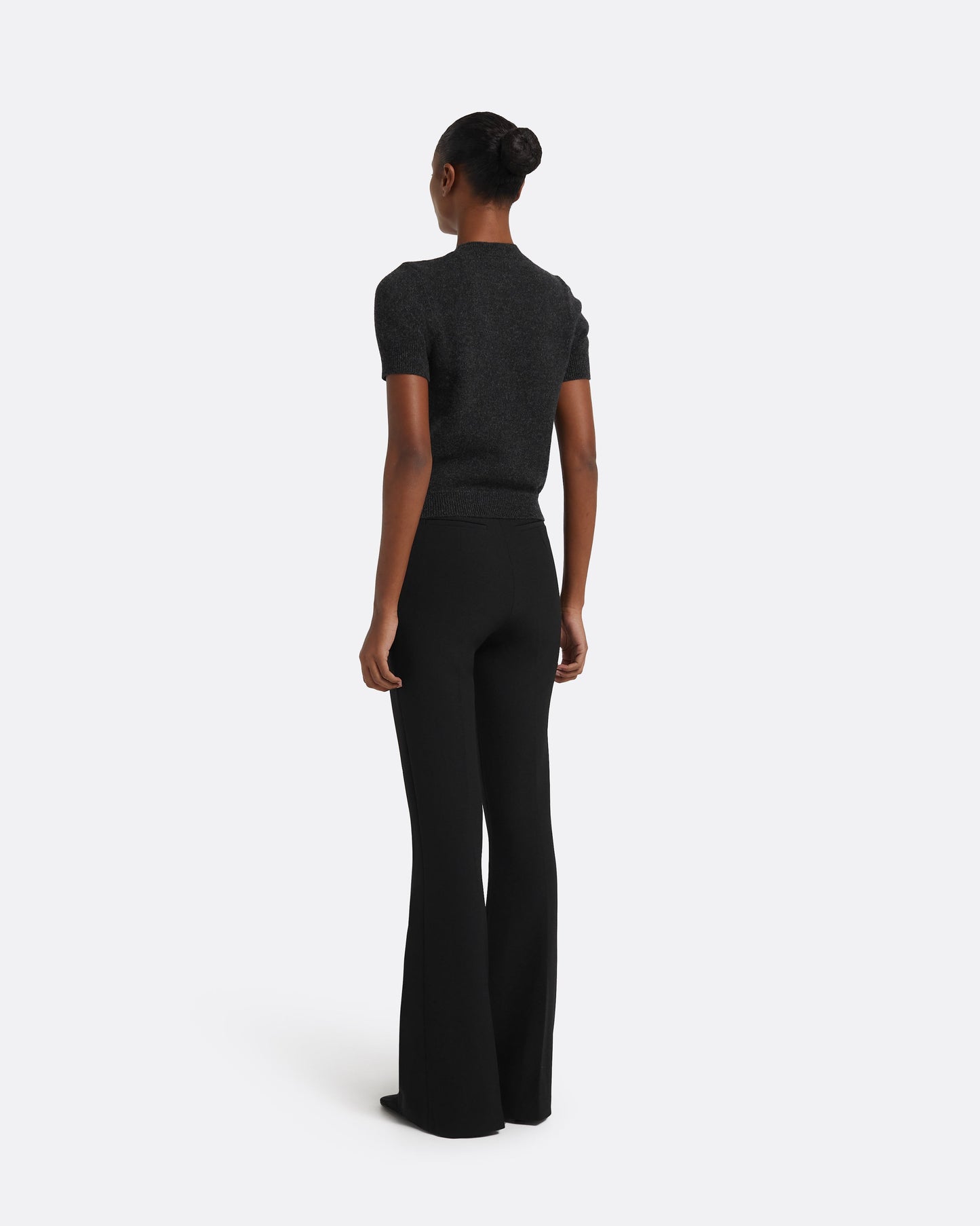 Zade Knitted T-Shirt in Black Melange