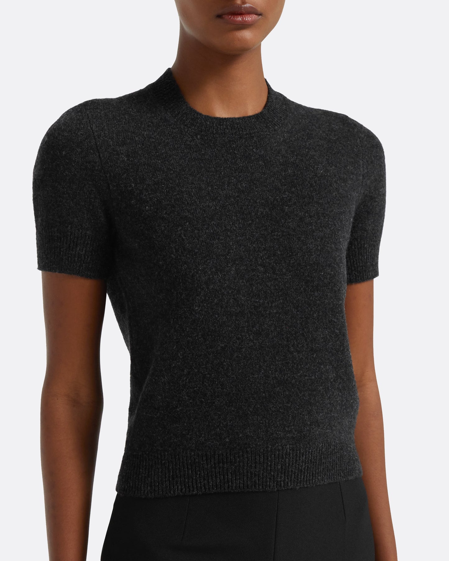 Zade Knitted T-Shirt in Black Melange