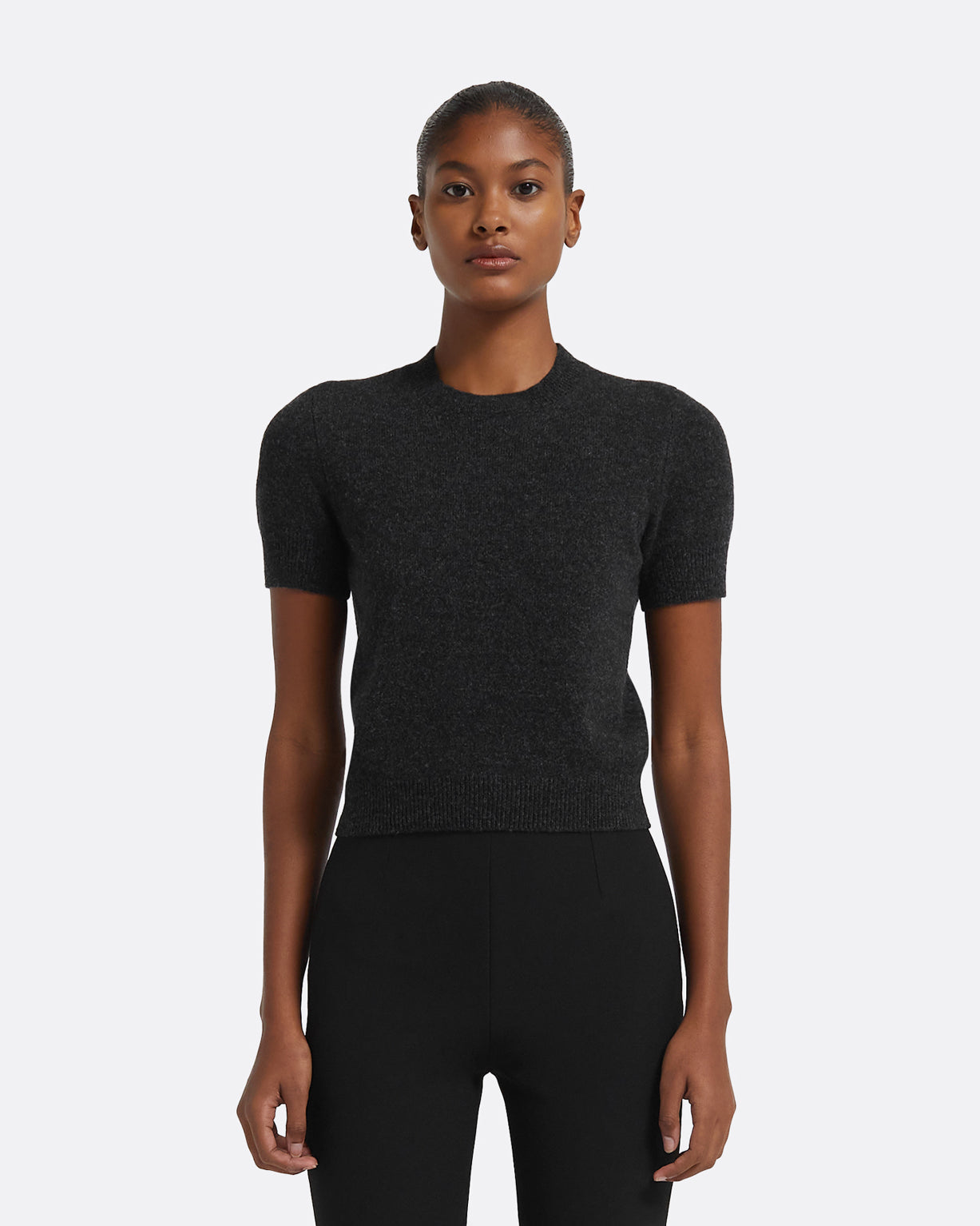 Grey short sleeve knitted jumper