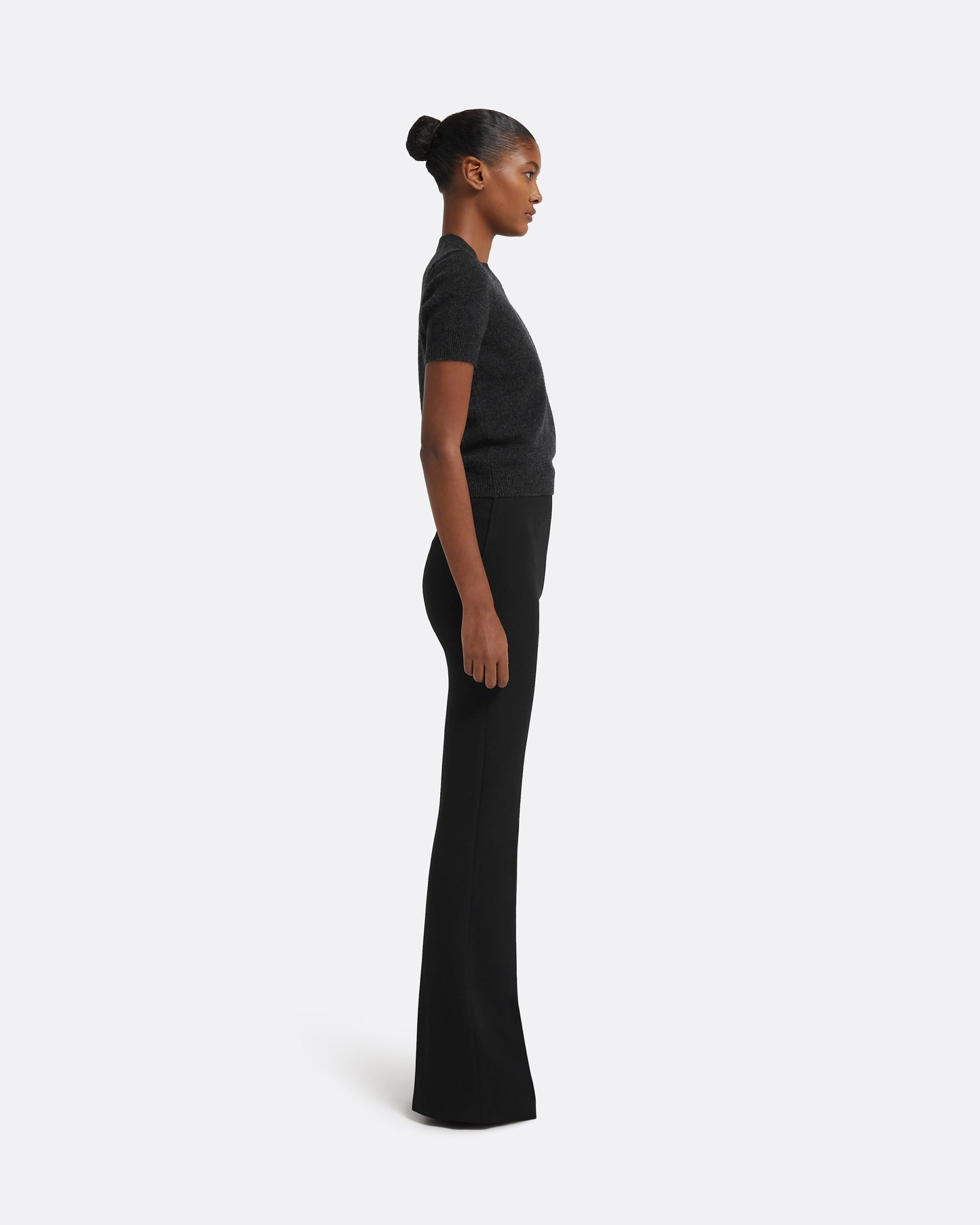 Zade Knitted T-Shirt in Black Melange