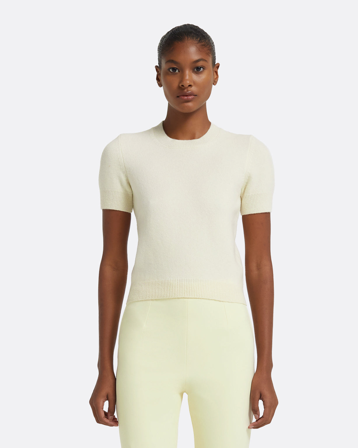 Ivory short sleeve knitted jumper