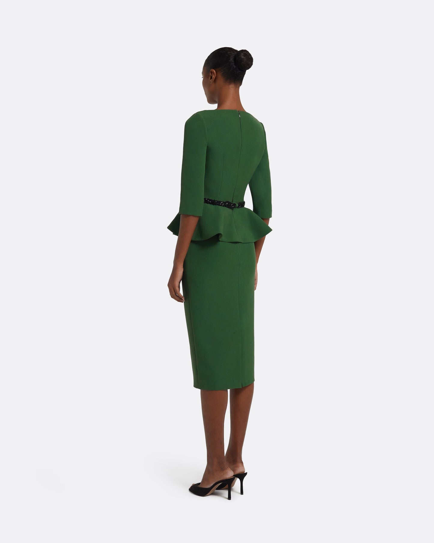 Dion Top in Moss Green with Black Embellishment