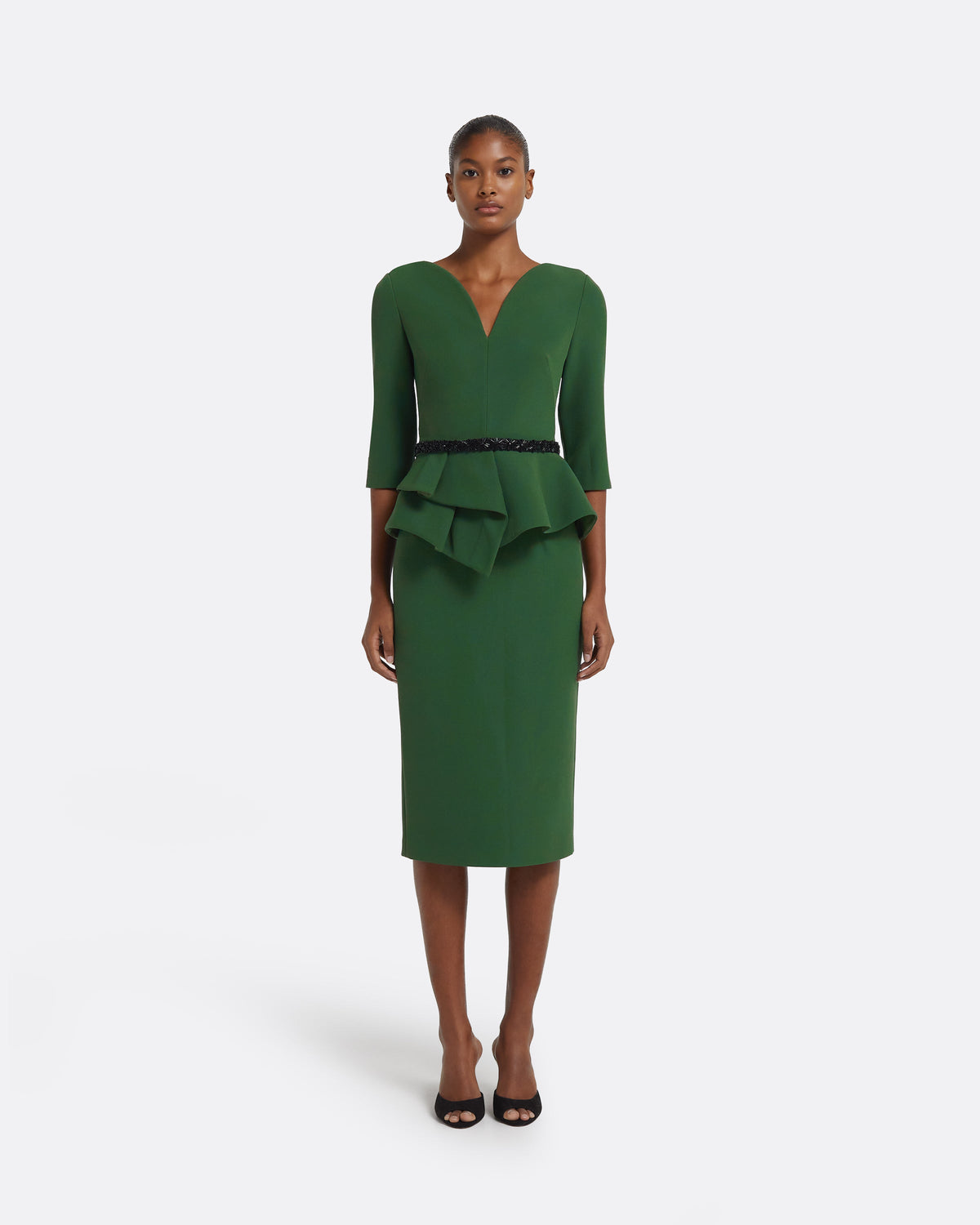 Dion Top in Moss Green with Black Embellishment