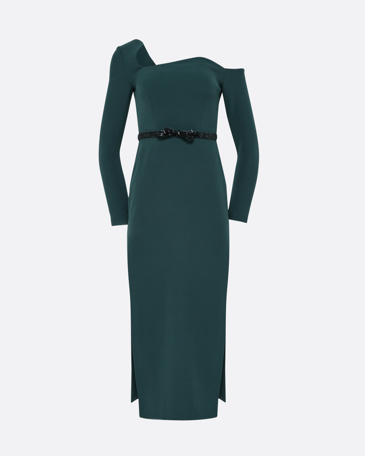 Amia Embroidered Midi Dress in Darkest Spruce