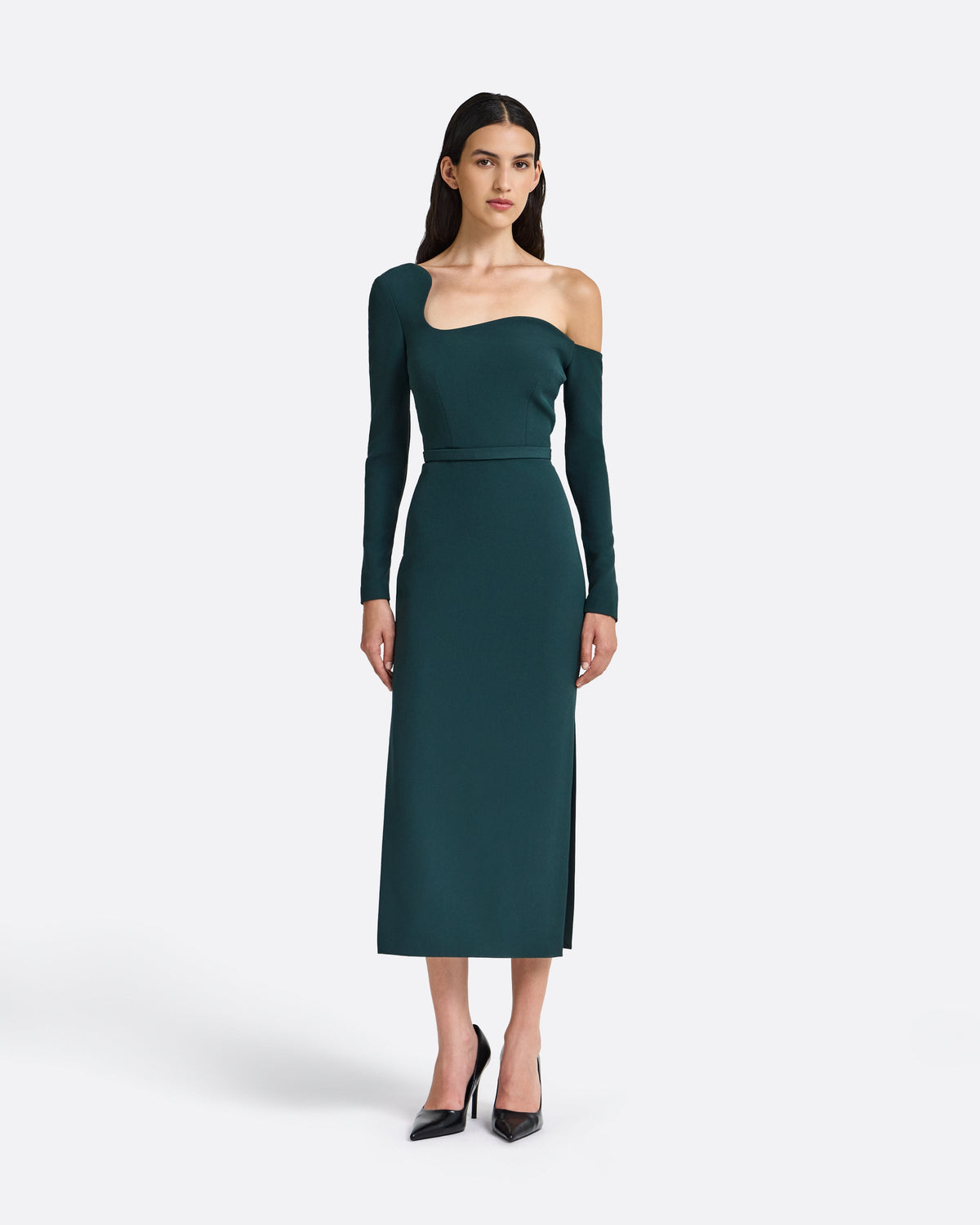 Amia Midi Dress in Darkest Spruce