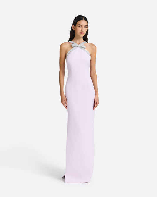 Ardine Embroidered Long Dress in Lilac Snow