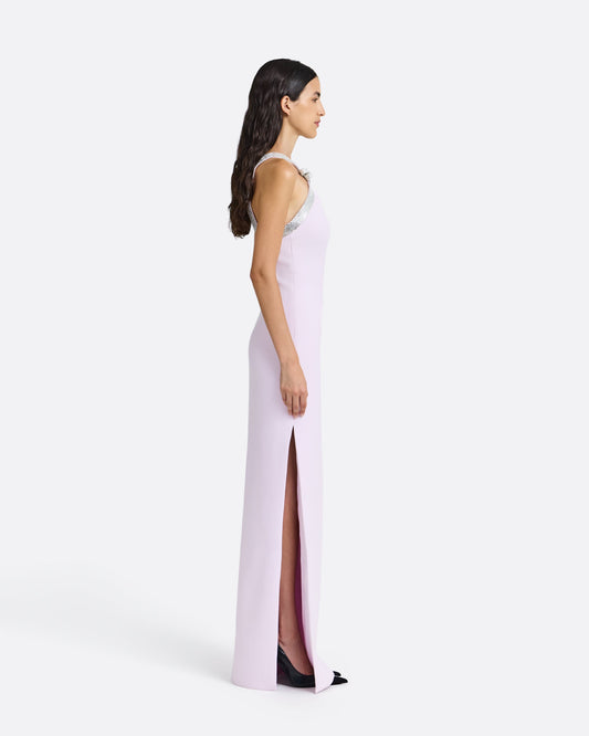 Ardine Embroidered Long Dress in Lilac Snow