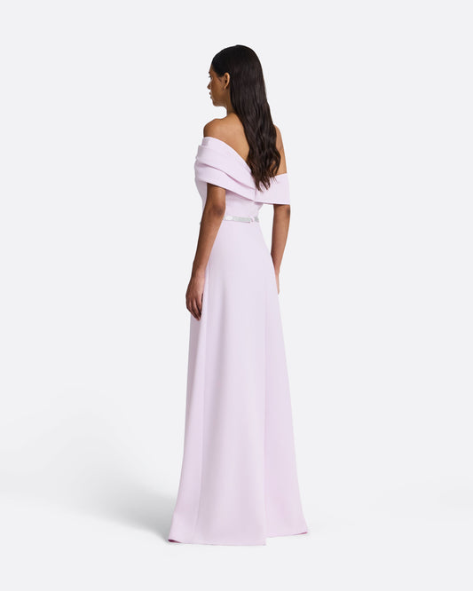 Jahna Embroidered Long Dress in Lilac Snow