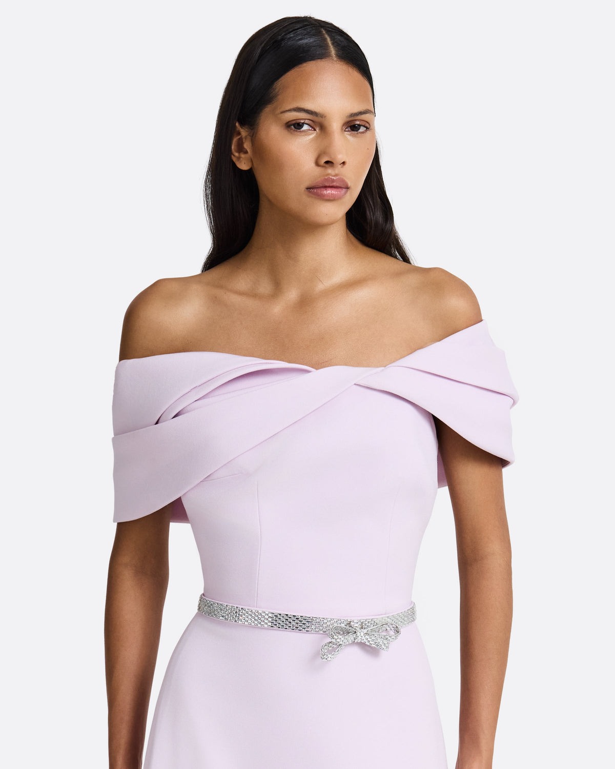 Jahna Embroidered Long Dress in Lilac Snow