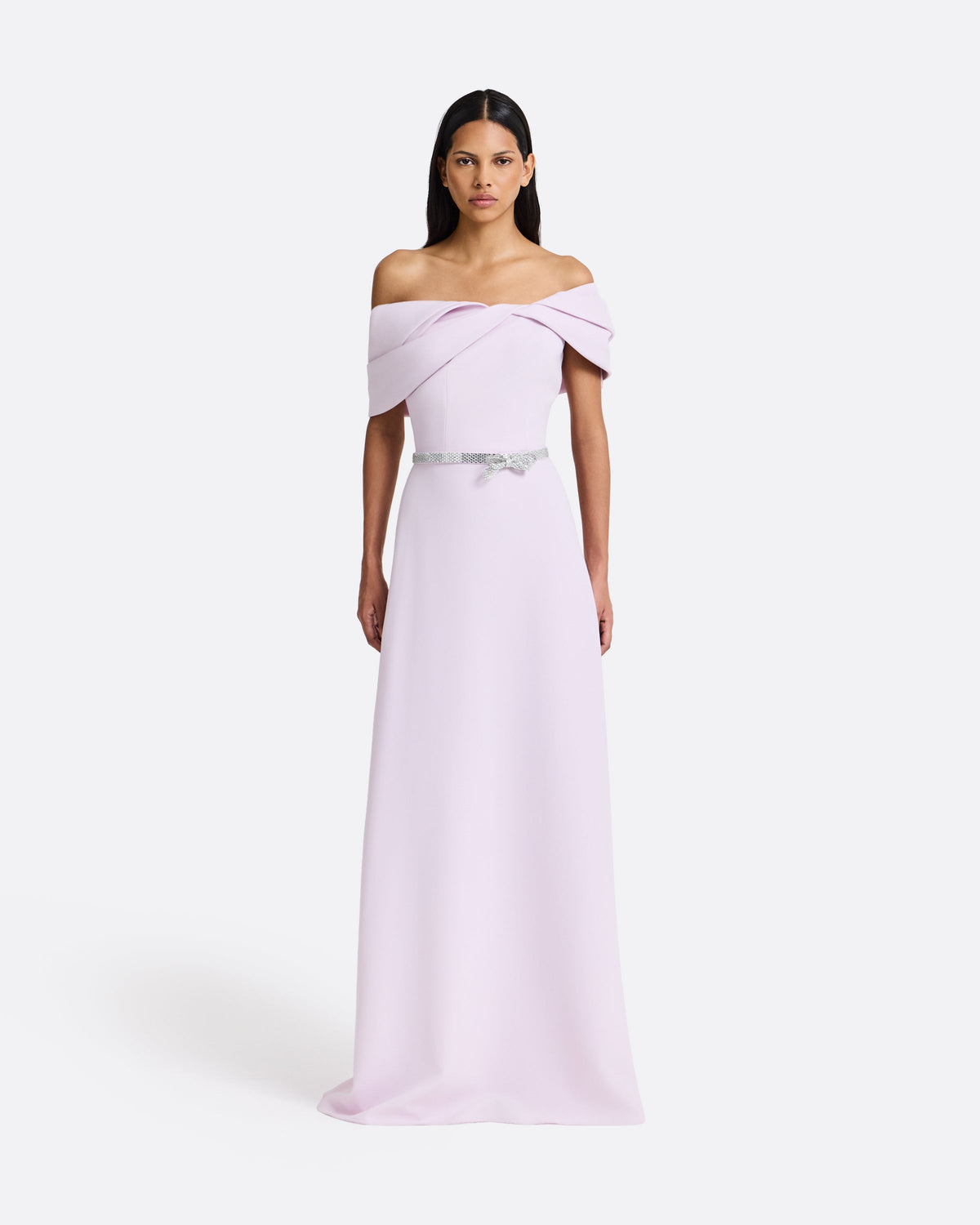 Jahna Embroidered Long Dress in Lilac Snow