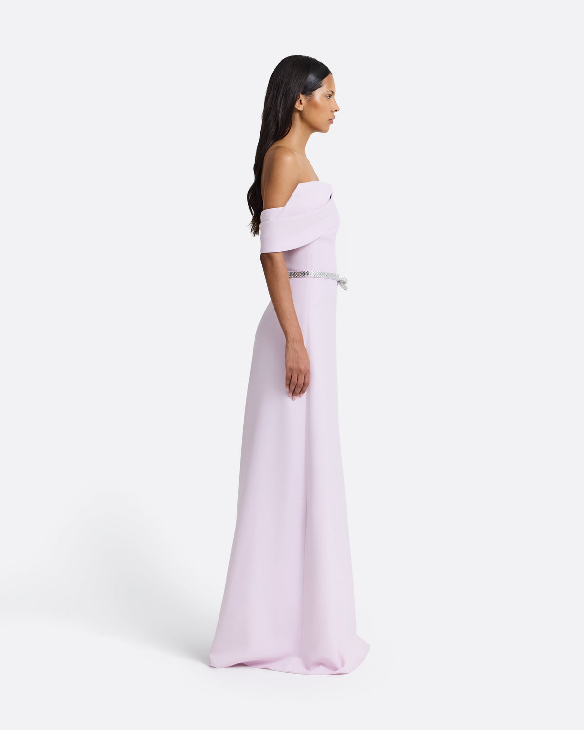 Jahna Embroidered Long Dress in Lilac Snow