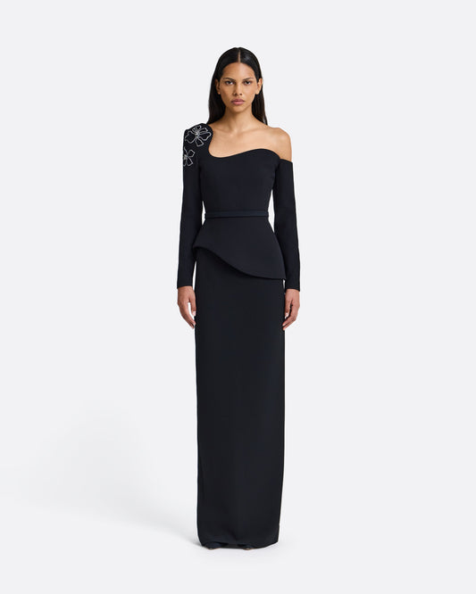 Aime Embroidered Top in Black