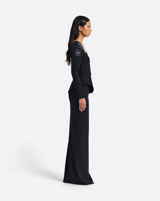 Aime Embroidered Top in Black