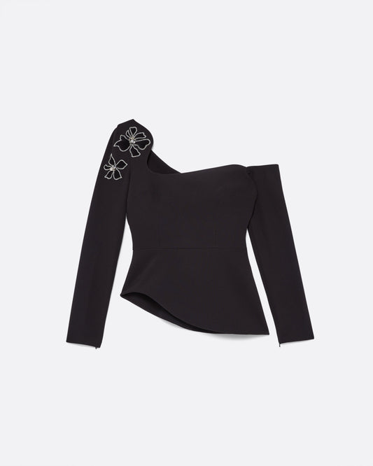 Aime Embroidered Top in Black