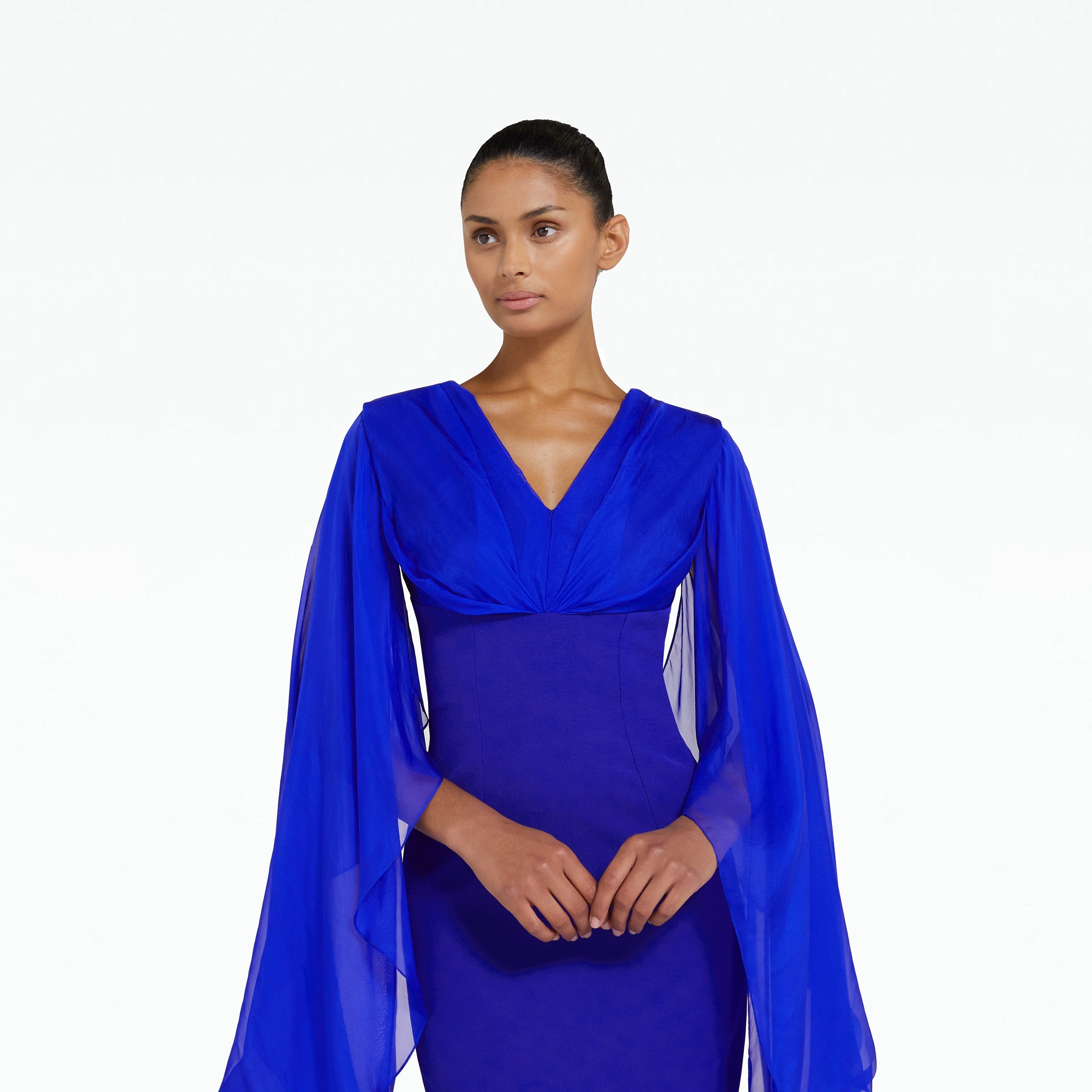 Grace Azure Blue Midi Dress – Maison Safiyaa USA