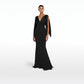 Amina Black Long Dress With Embroidered Belt