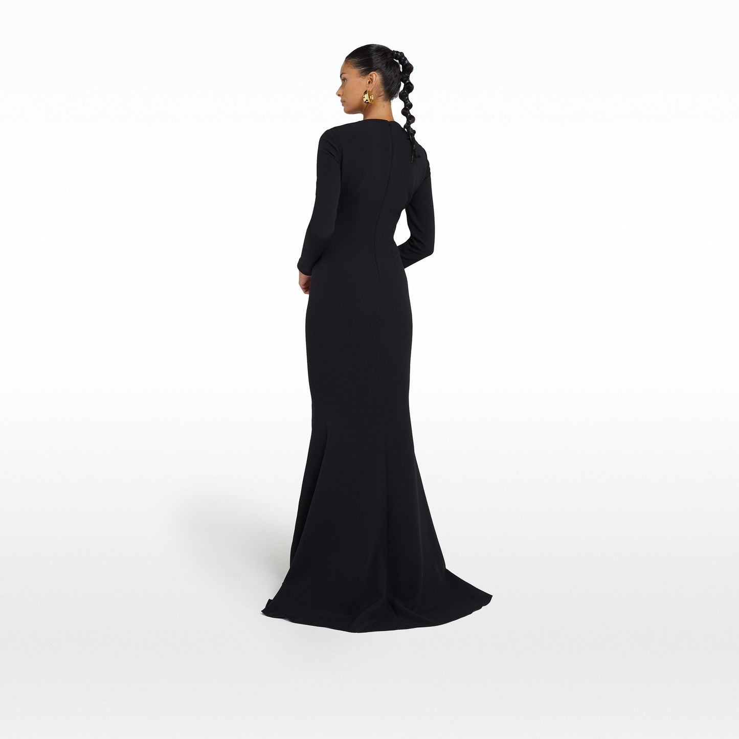 Petal Black Long Dress