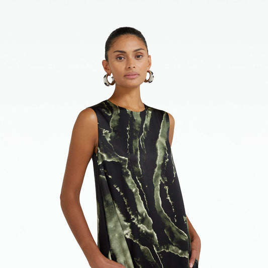 Carrara Black Marble Print Long Dress