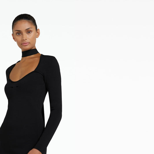 Paricia Black Knit Midi Dress