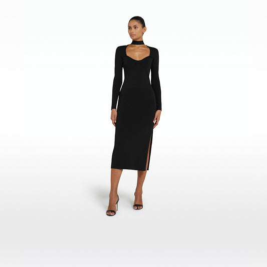 Paricia Black Knit Midi Dress