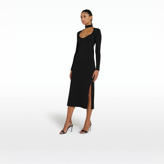 Paricia Black Knit Midi Dress