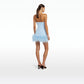 Rowan Pale Blue Feather-Trimmed Short Dress