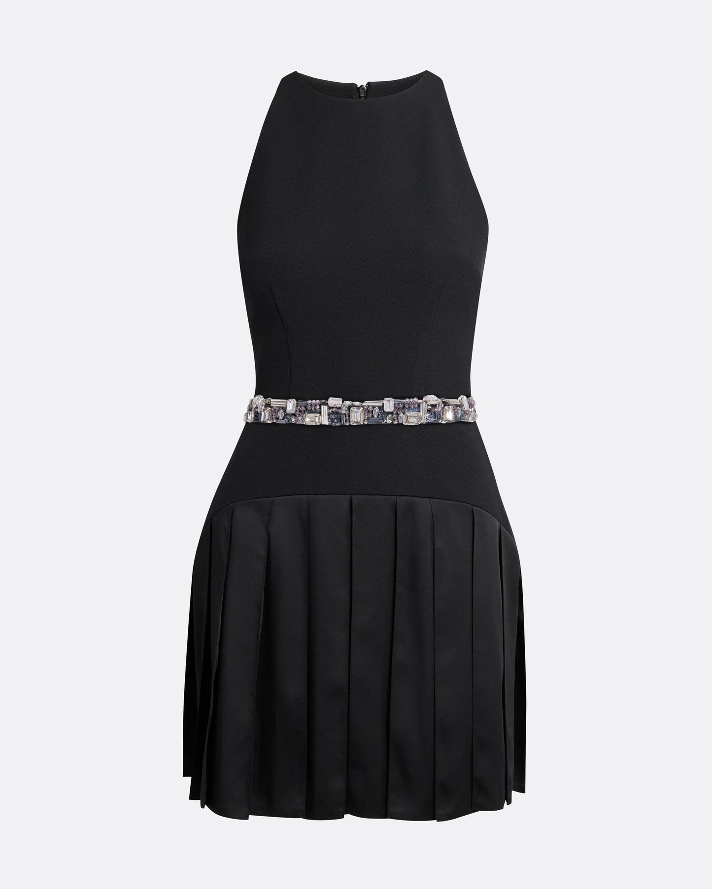 Tonina Black Short Dress With Embroidered Belt