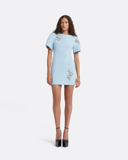 Lacin Pale Blue Short Dress