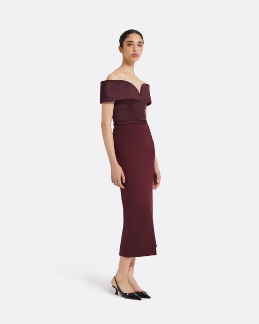 Ebren Wine Midi Dress