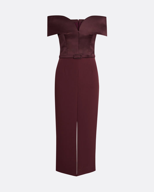 Ebren Wine Midi Dress