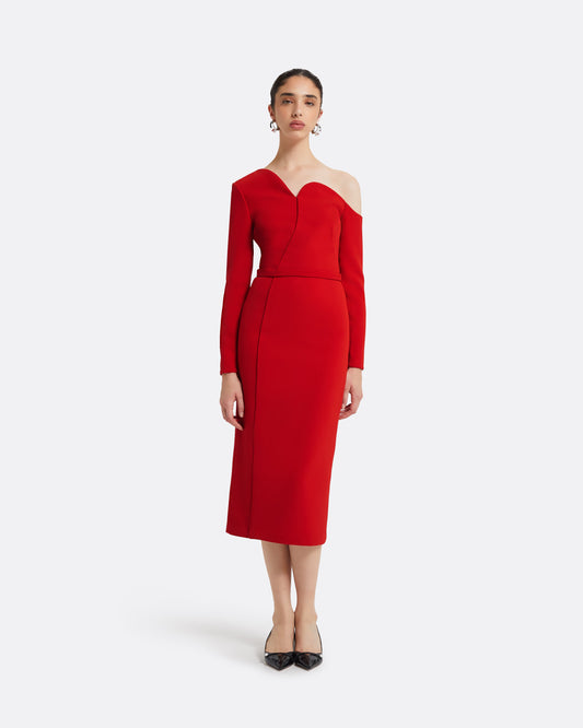 Giulia Dazzling Red Midi Dress