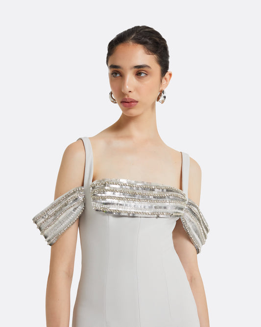 Dilek Stone Grey Long Dress