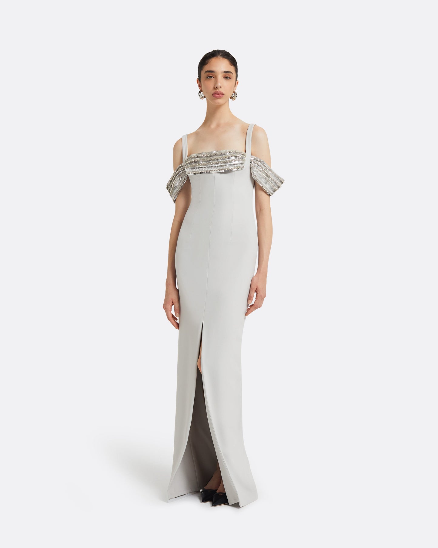 Dilek Stone Grey Long Dress
