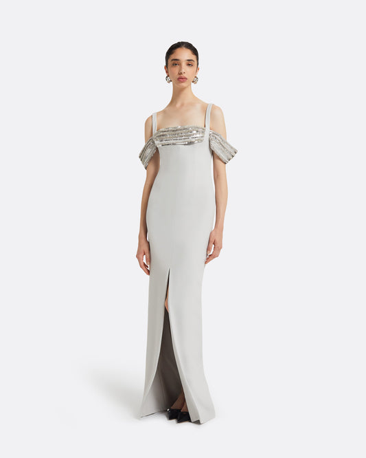 Dilek Stone Grey Long Dress