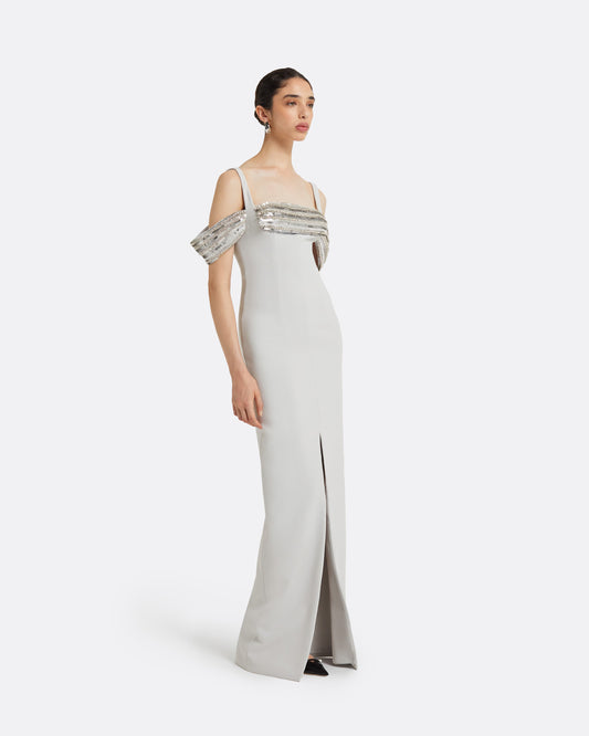 Dilek Stone Grey Long Dress